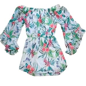 Hint of Blush Floral Off-Shoulder Dress